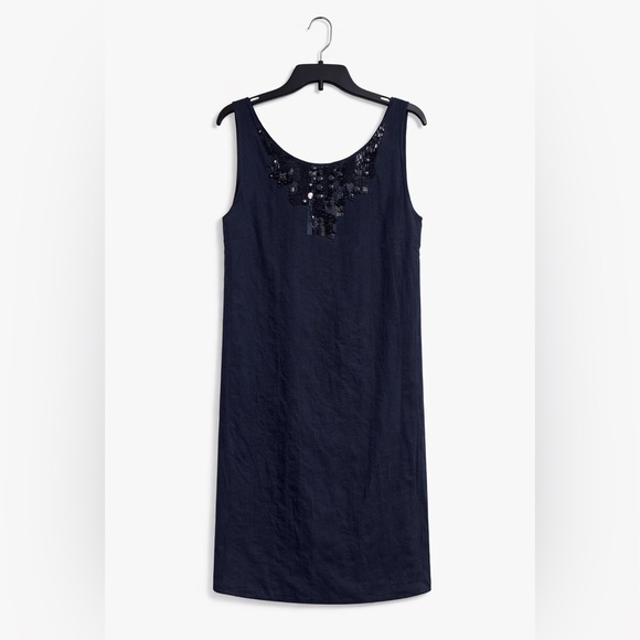 Magaschoni Dresses & Skirts - Magaschoni Black Sleeveless Embellished Shift Dress Sz16 Lined Evening Cocktail
